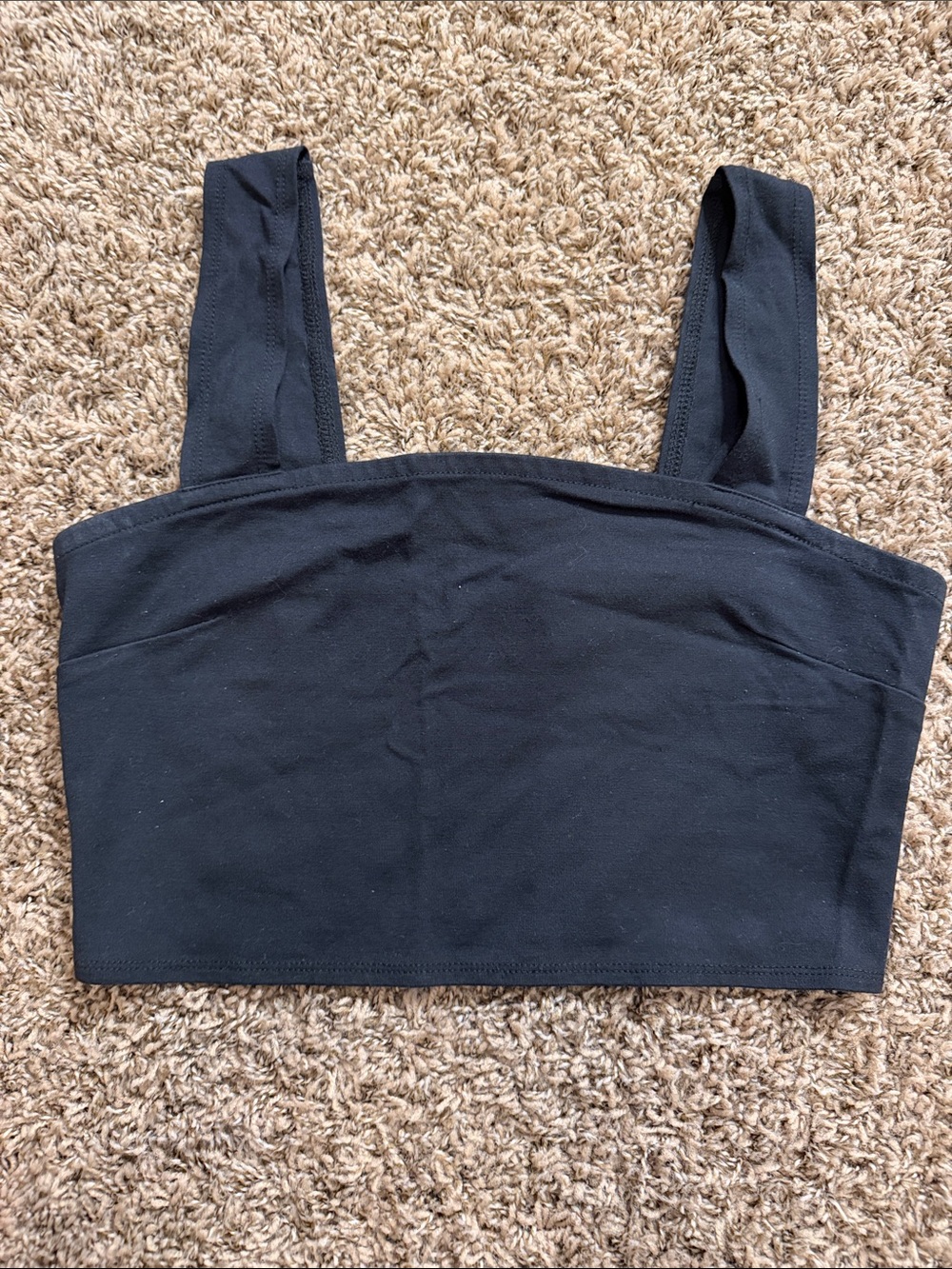 Urban Outfitters Black Cropped Square-Neck Tank Top